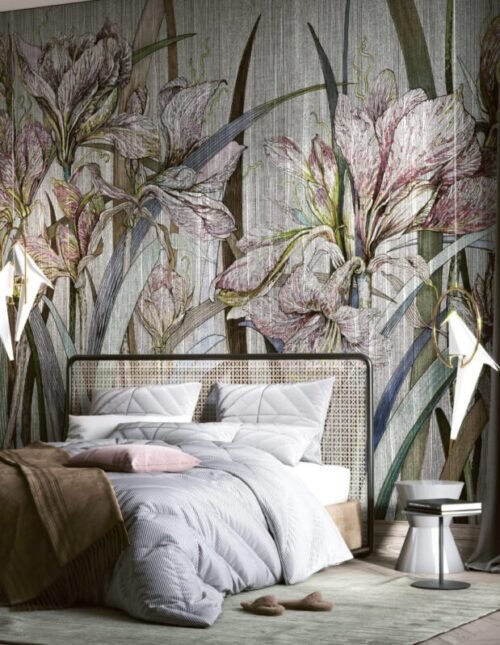 Papier peint Amaryllis personnalisable en interlining ou vinyle