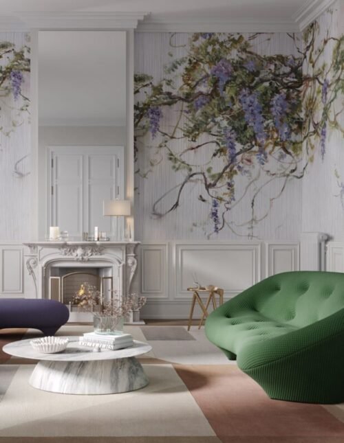 Papier peint Pastorale imprimé sur vinyle ou interlining, dimensions sur mesure