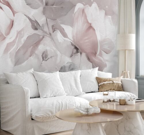 Papier peint Powdery rose 2 gris et rose tendance