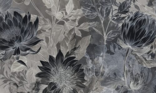 Papier peint Azure Dance 2 noir et bleu, motif géométrique contemporain