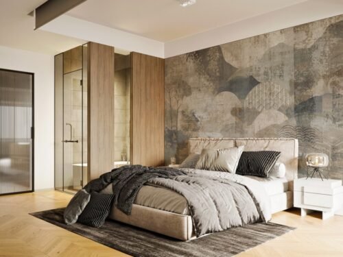 Papier peint Rustic Reverie 2 gris brun tendance
