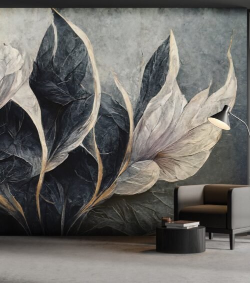 Papier peint Fusion noir et or, motif géométrique, surface mate