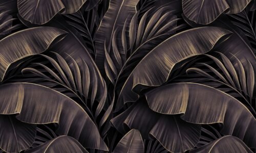Papier peint Exotic Elegance aux tons noir, marron et or