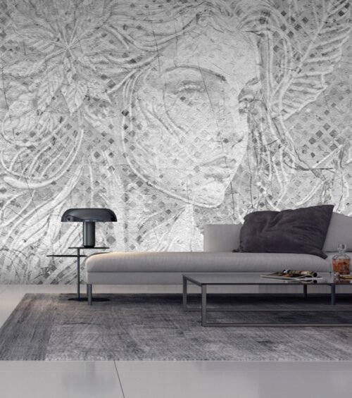 Papier peint Chiseled Serenity noir et blanc motif géométrique