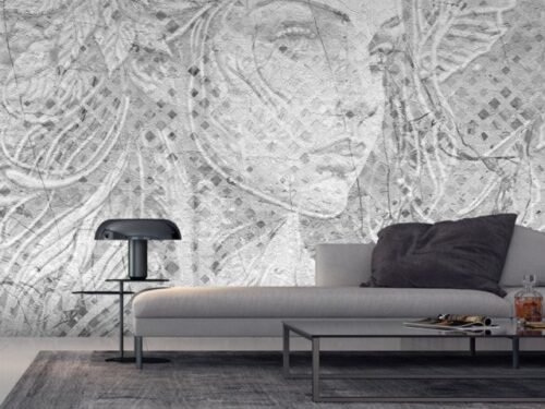 Papier peint Chiseled Serenity noir et blanc motif géométrique