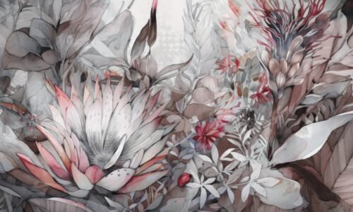 Papier peint Underwater Rhapsody rose et multicolore