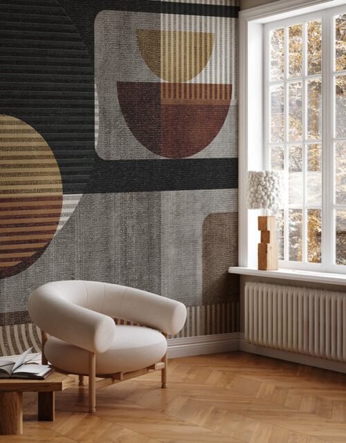 Papier peint Whimsical Patchwork noir, marron et multicolore