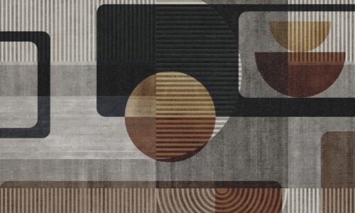 Papier peint Whimsical Patchwork noir, marron et multicolore
