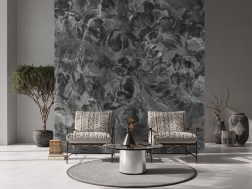 Papier peint Bloom Whirl 2 motif noir et blanc