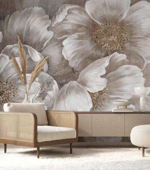 Papier peint Flower power cachemire avec motif floral harmonieux