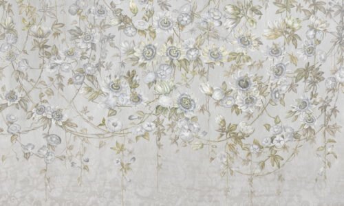 Papier peint Passiflora 3 gris et multicolore pour mur intérieur