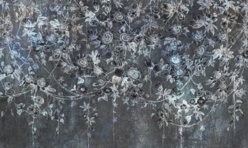 Papier peint Passiflora 4 aux motifs noirs et bleus