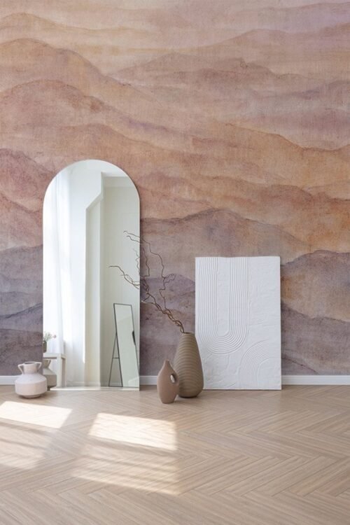 Papier peint Peak Palette 3 rose et multicolore sur mur