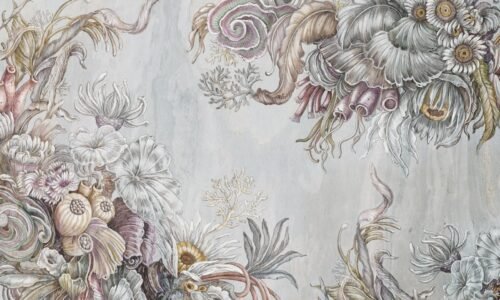 Papier peint Nautical Nectar gris rose multicolore