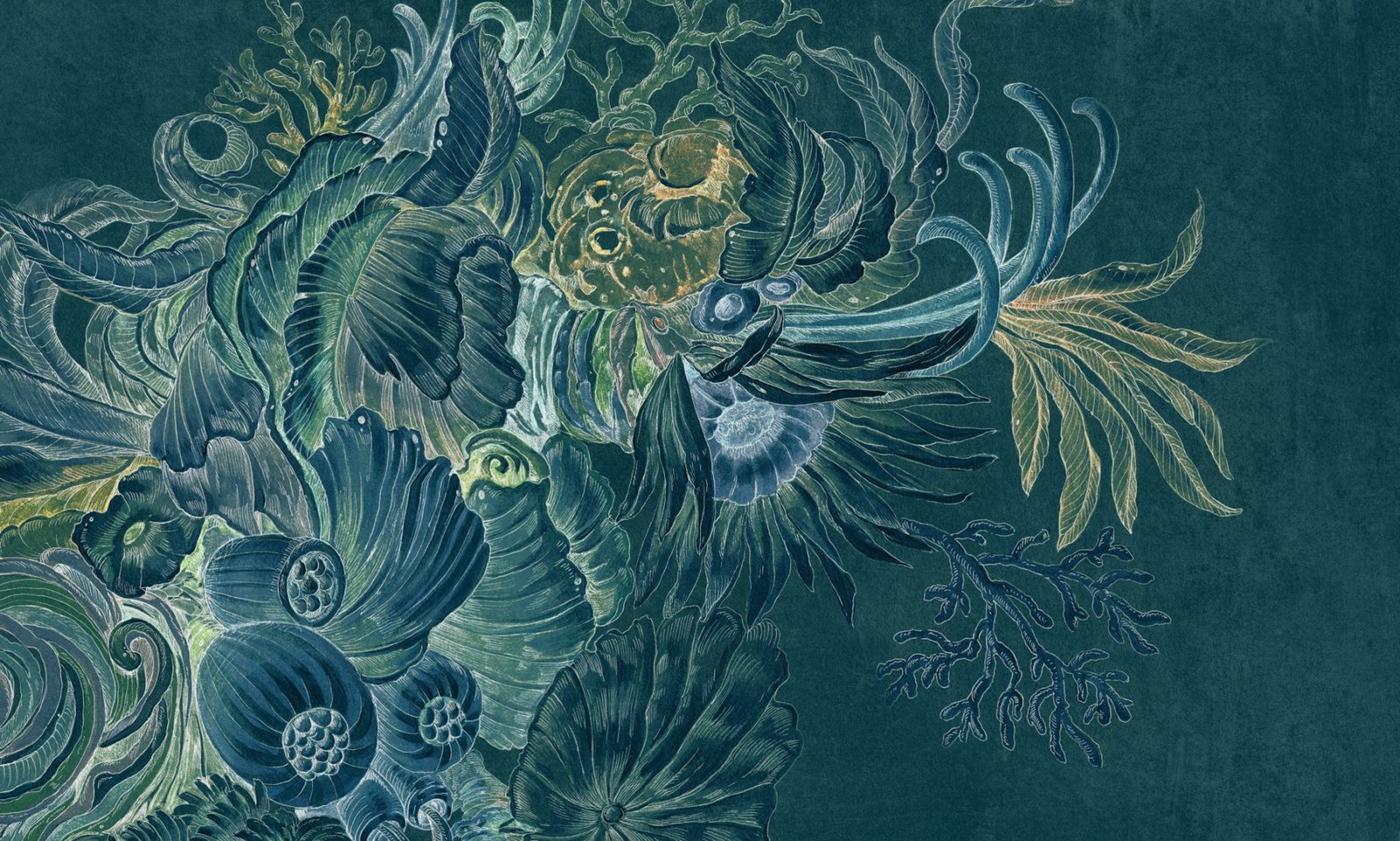 Papier peint Oceanic Opulence, tons bleus profonds