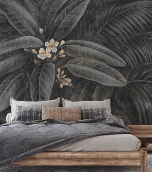 Papier peint Gloom bloom gris noir motif floral décoratif