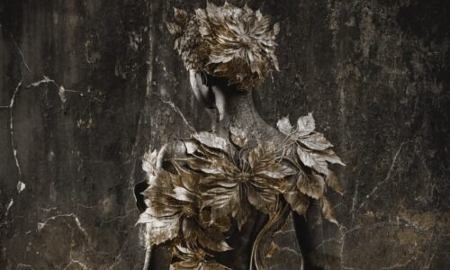 Papier peint Lady Dark noir marron et or motif géométrique