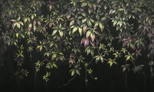 Papier peint Opulent Oasis 2 aux couleurs noir, vert et rose