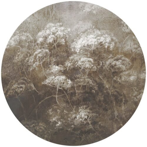 Papier peint décoratif cercles motifs tissage coton gris anthracite