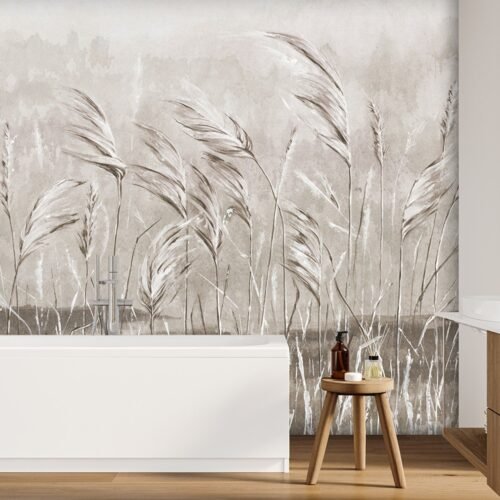 Papier peint brun Natural Essence 2 posé sur un mur lisse