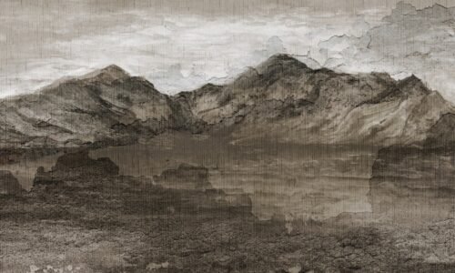 Papier peint Bulky Peaks 2 brun motif montagnes