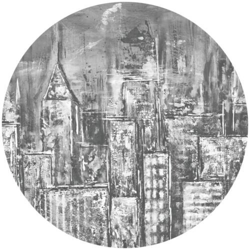 Papier peint cercle City Sketch 2, motif urbain stylisé, 3 tailles disponibles