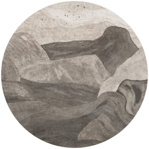 Papier peint cercle Stone Flow avec motifs géométriques et textures minérales