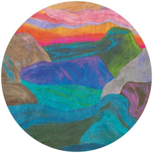Papier peint cercle Stone Flow 4, motif géométrique en tons pierre