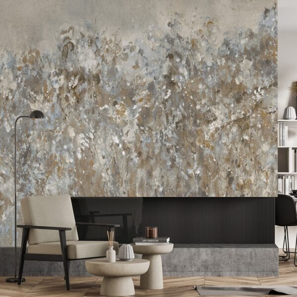 Papier peint Spring Chaplet marron et bleu avec motifs floraux