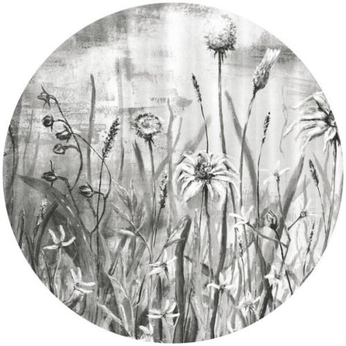 Papier peint cercle Cold Flowers, motif floral décoratif pour mur