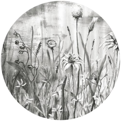 Papier peint cercle Cold Flowers avec motifs floraux décoratifs