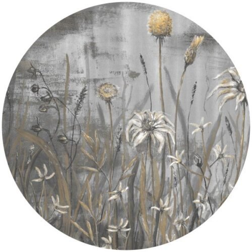 Papier peint cercle Cold Flowers 2, motif floral décoratif pour mur