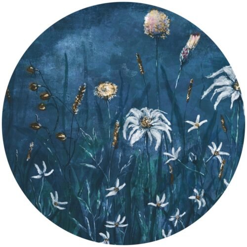 Papier peint cercle Cold Flowers 3, décoration murale autocollante ou traditionnelle