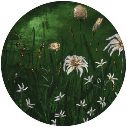 Papier peint autocollant cercle Cold Flowers 4, décoration murale