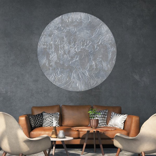 Papier peint cercle Fayla Form 3, motif géométrique noir et blanc