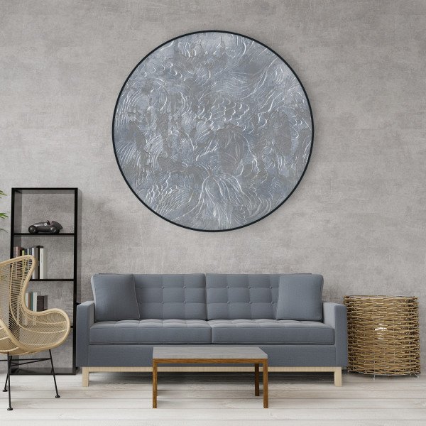 Papier peint cercle Fayla Form 3 sur mur blanc