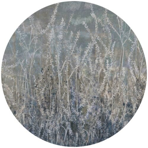Papier peint cercle Golden Reeds 3, motif doré et végétal