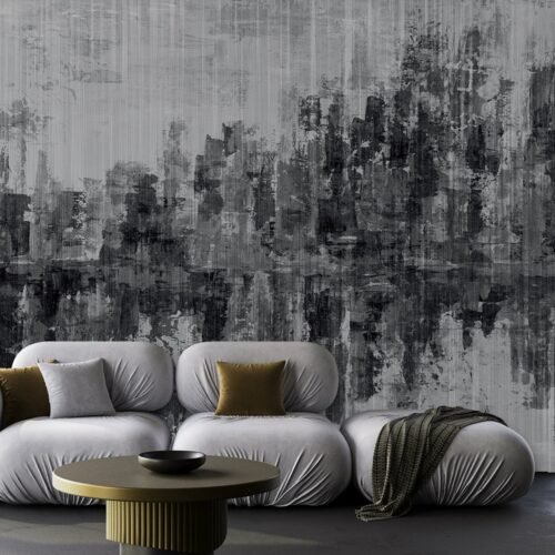 Papier peint Urban Layer 2 en noir et blanc, motif géométrique
