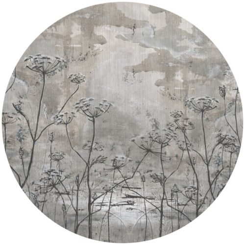 Papier peint cercle Velvet Dusk, motif géométrique uni, teinte gris anthracite