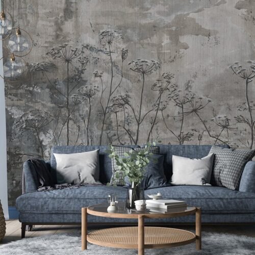 Papier peint Velvet Dusk gris bleu multicolore pour intérieur