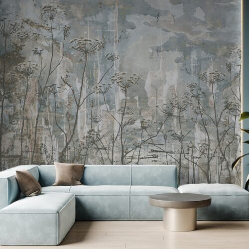 Papier peint Velvet Dusk 3 aux tons marron, bleu et multicolore