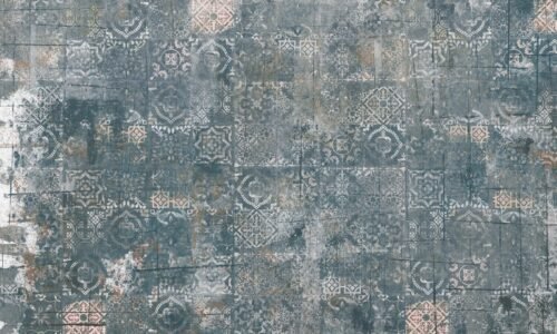 Papier peint Mosaic Dream 2 bleu multicolore avec motifs géométriques