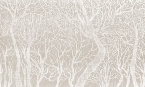Papier peint Frozen Canopy gris cachemire avec motif arboré