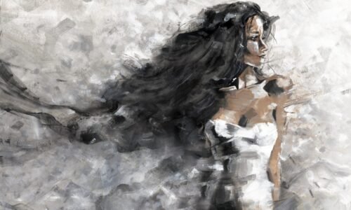 Papier peint Still Beauty en cachemire, gris, noir et noir & blanc
