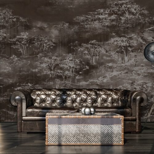 Papier peint Mist Grove 4 avec motif forestier détaillé