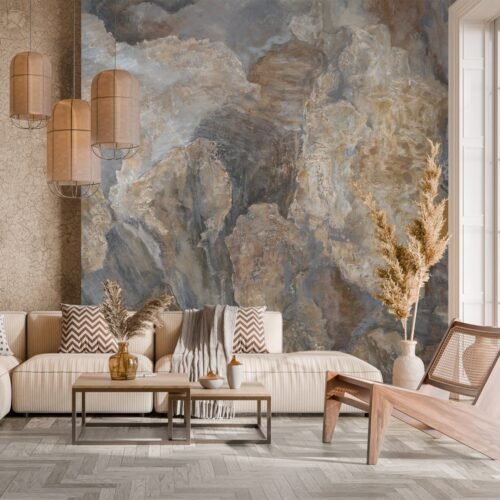Papier peint Enchanted Rock avec motif rocheux naturel et tons sable