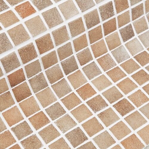 Carrelage en verre antidérapant teintes beige marron R11