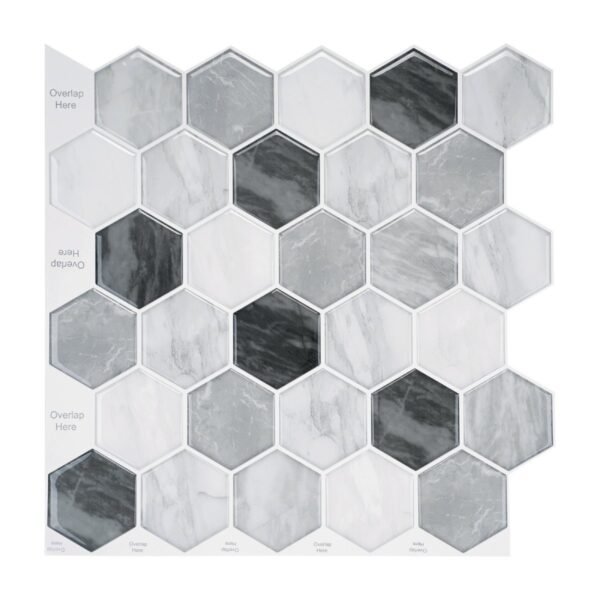 Lot de 20 carreaux 3D auto-adhésifs hexagonaux effet marbre