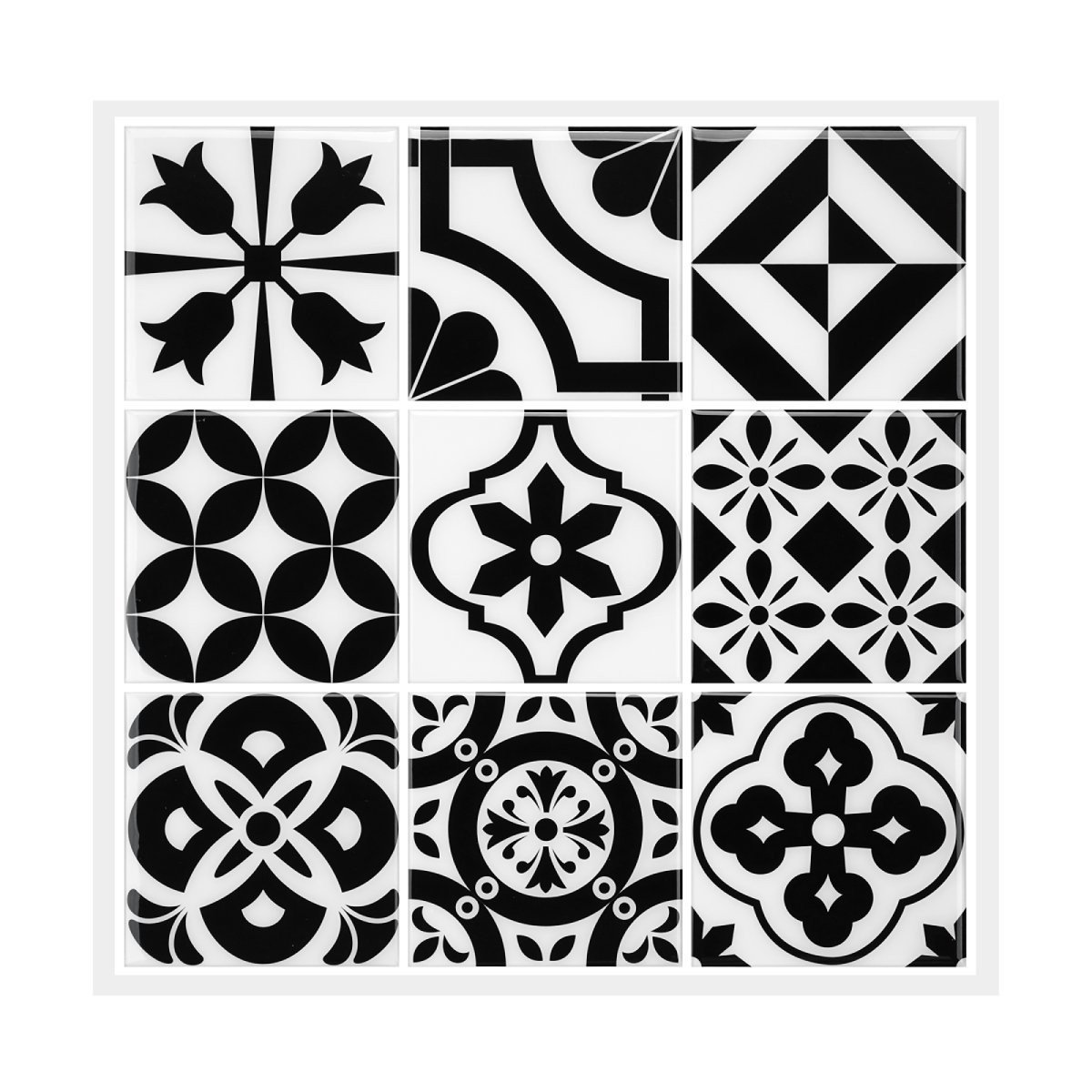 Lot de 20 Carreaux 3D Auto-Adhésifs couvrant 7,44 m²- Noir et Blanc au Style Vintage