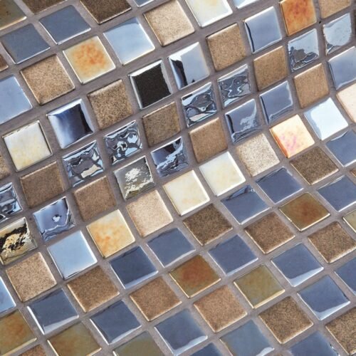 Carreau verre brillant bicolore or et noir SMX Dubaï